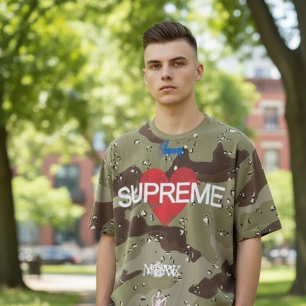 Supreme Announcing T-Shirt Mens M Chocolate Chip Camo SS25 Authentic Tee